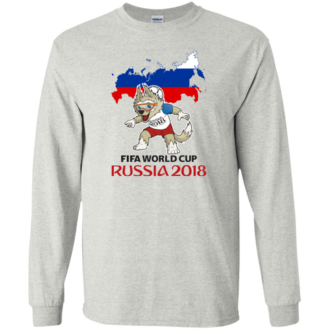 Russia World Cup 2018 Mascot Zabivaka Long T-Shirt Ash / S T-Shirts - LiteBoy Store